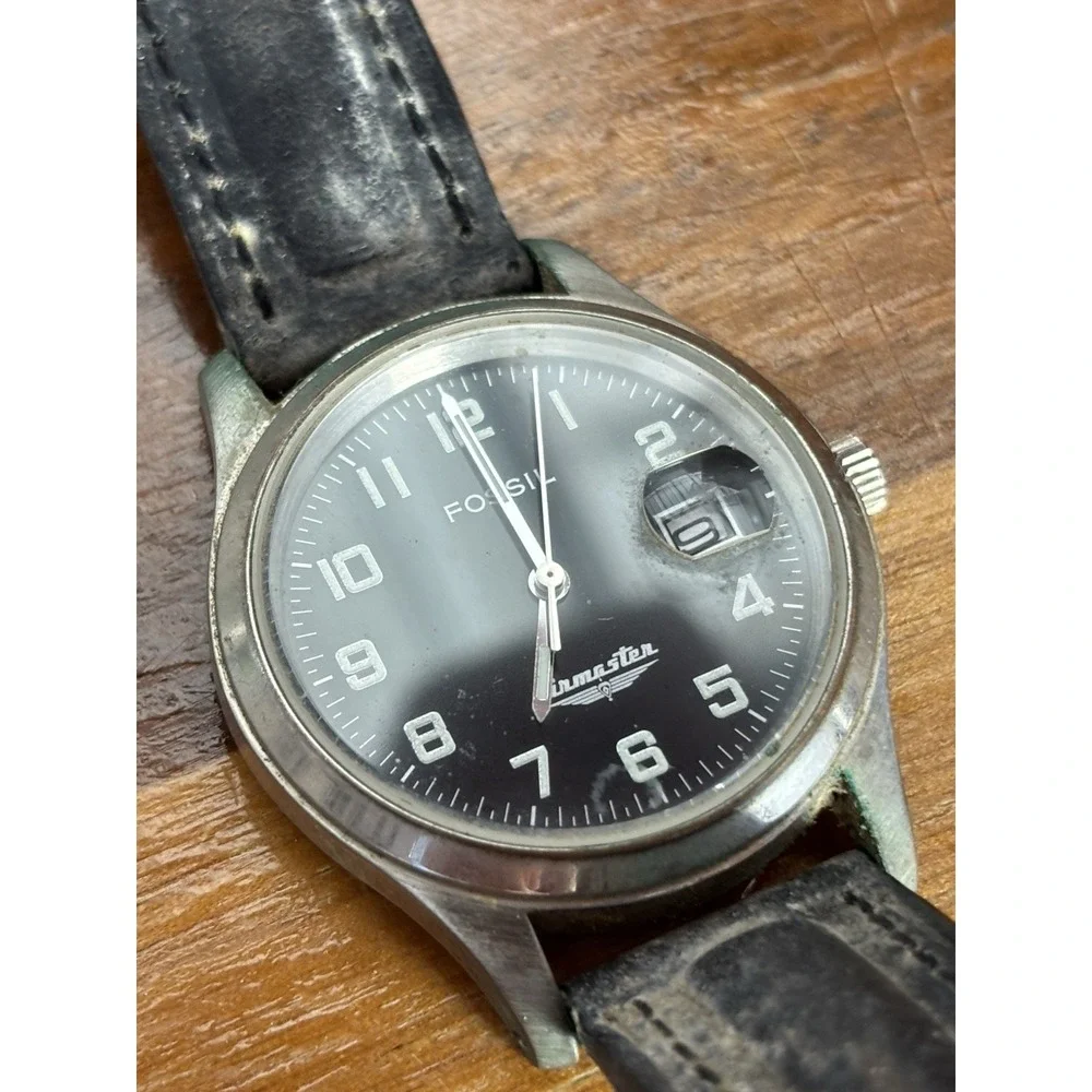 ⭐️Fossil Airmaster Black Dial on Stainless Bracelet Quartz Watch⭐️BI-1434⭐️